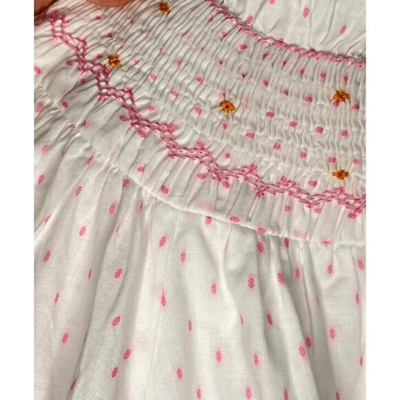 HUNTER BELL Sz M Medium Pink White Dot Smocked Hayes Blouse Shirt - Picture 5 of 10